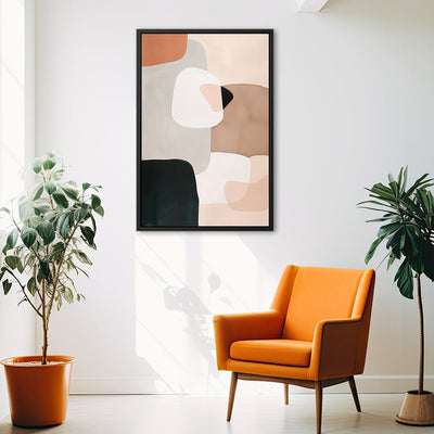 Canvas Wall Art Stretched Over Wooden Frame with Floating Frame and squares Abstract Painting CV4243 - Al Rugaib Furniture