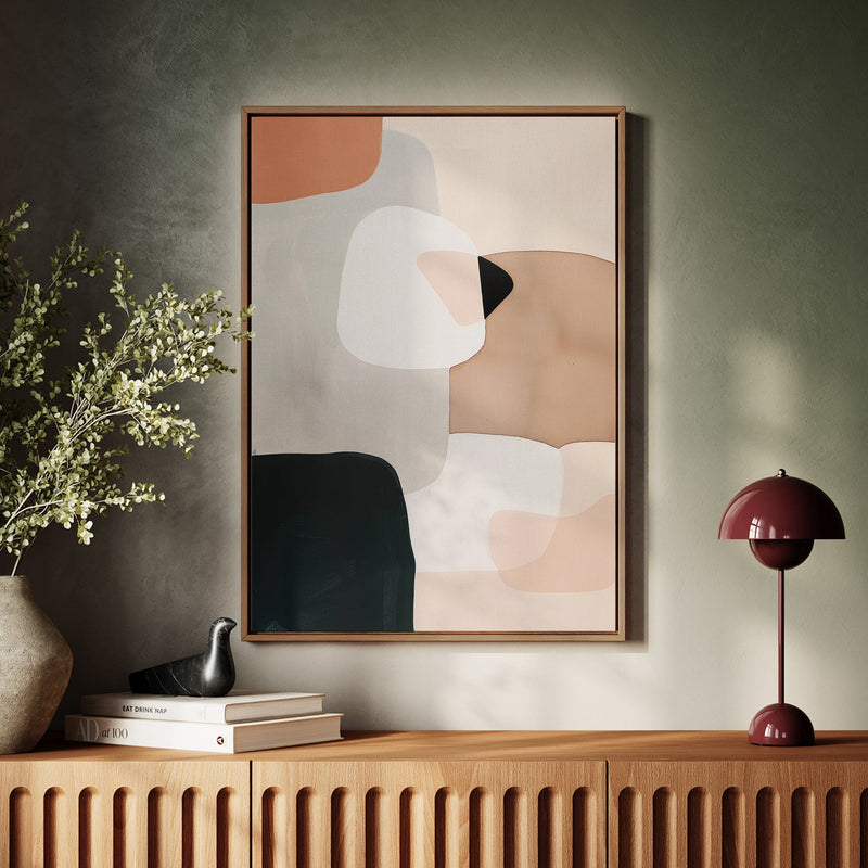 Canvas Wall Art Stretched Over Wooden Frame with Floating Frame and squares Abstract Painting CV4243 - Al Rugaib Furniture