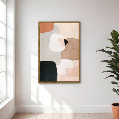 Canvas Wall Art Stretched Over Wooden Frame with Floating Frame and squares Abstract Painting CV4243 - Al Rugaib Furniture