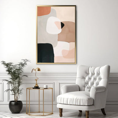Canvas Wall Art Stretched Over Wooden Frame with Floating Frame and squares Abstract Painting CV4243 - Al Rugaib Furniture