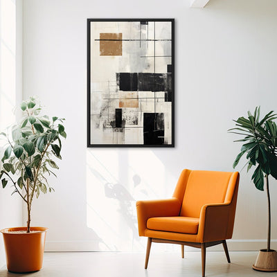 Canvas Wall Art Stretched Over Wooden Frame with Floating Frame and Squares Painting CV4211 - Al Rugaib Furniture