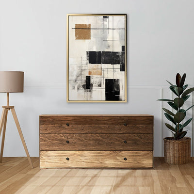 Canvas Wall Art Stretched Over Wooden Frame with Floating Frame and Squares Painting CV4211 - Al Rugaib Furniture