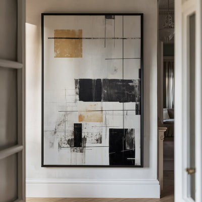 Canvas Wall Art Stretched Over Wooden Frame with Floating Frame and Squares Painting CV4211 - Al Rugaib Furniture