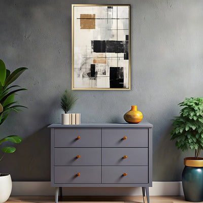 Canvas Wall Art Stretched Over Wooden Frame with Floating Frame and Squares Painting CV4211 - Al Rugaib Furniture