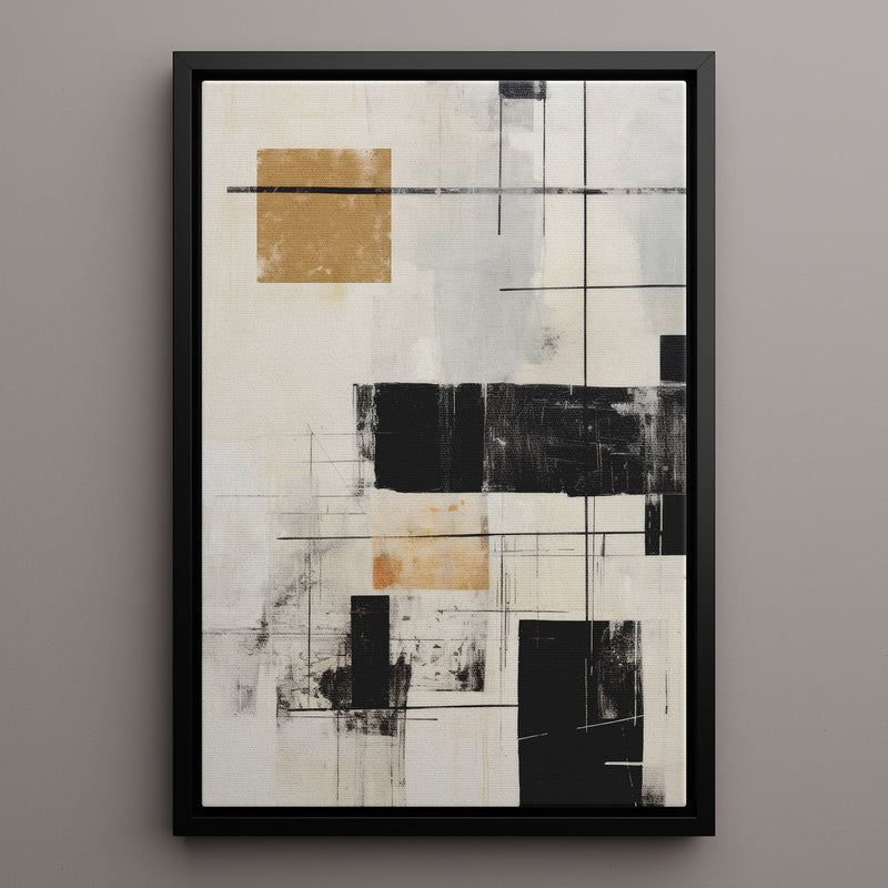 Canvas Wall Art Stretched Over Wooden Frame with Floating Frame and Squares Painting CV4211 - Al Rugaib Furniture