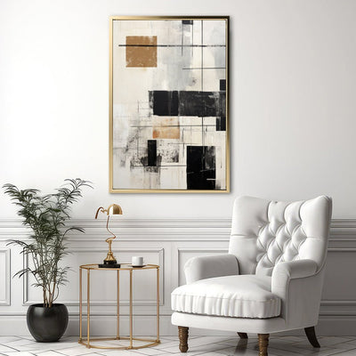 Canvas Wall Art Stretched Over Wooden Frame with Floating Frame and Squares Painting CV4211 - Al Rugaib Furniture