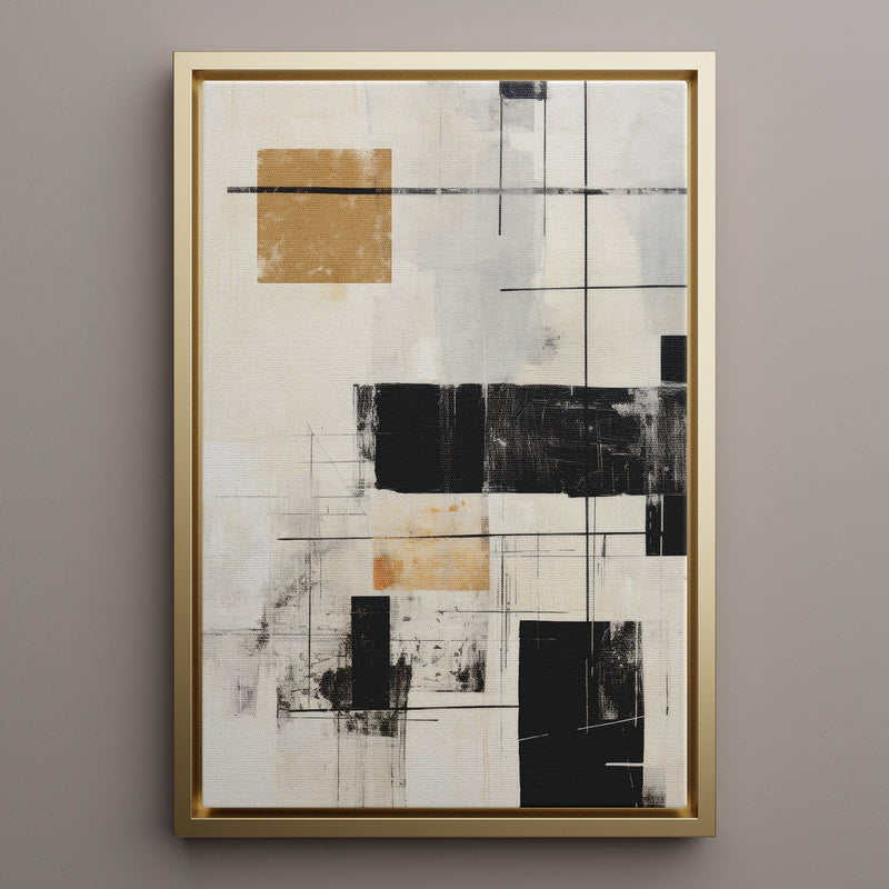 Canvas Wall Art Stretched Over Wooden Frame with Floating Frame and Squares Painting CV4211 - Al Rugaib Furniture