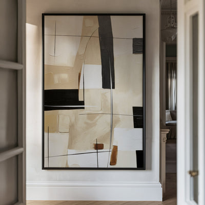 Canvas Wall Art Stretched Over Wooden Frame with Floating Frame and Squares Painting CV4244 - Al Rugaib Furniture