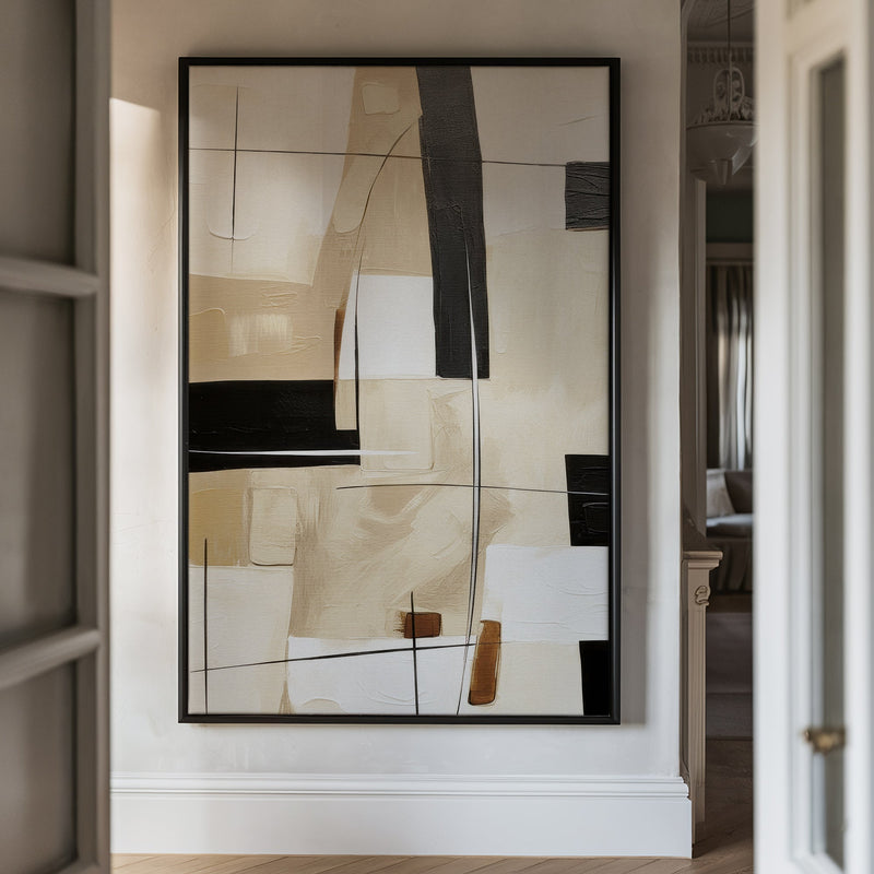 Canvas Wall Art Stretched Over Wooden Frame with Floating Frame and Squares Painting CV4244 - Al Rugaib Furniture