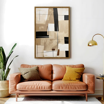 Canvas Wall Art Stretched Over Wooden Frame with Floating Frame and Squares Painting CV4244 - Al Rugaib Furniture