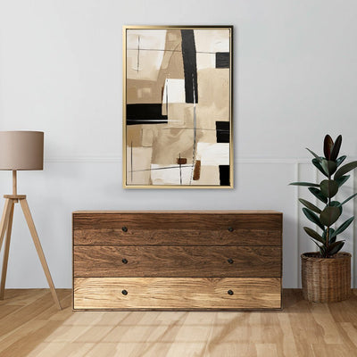 Canvas Wall Art Stretched Over Wooden Frame with Floating Frame and Squares Painting CV4244 - Al Rugaib Furniture