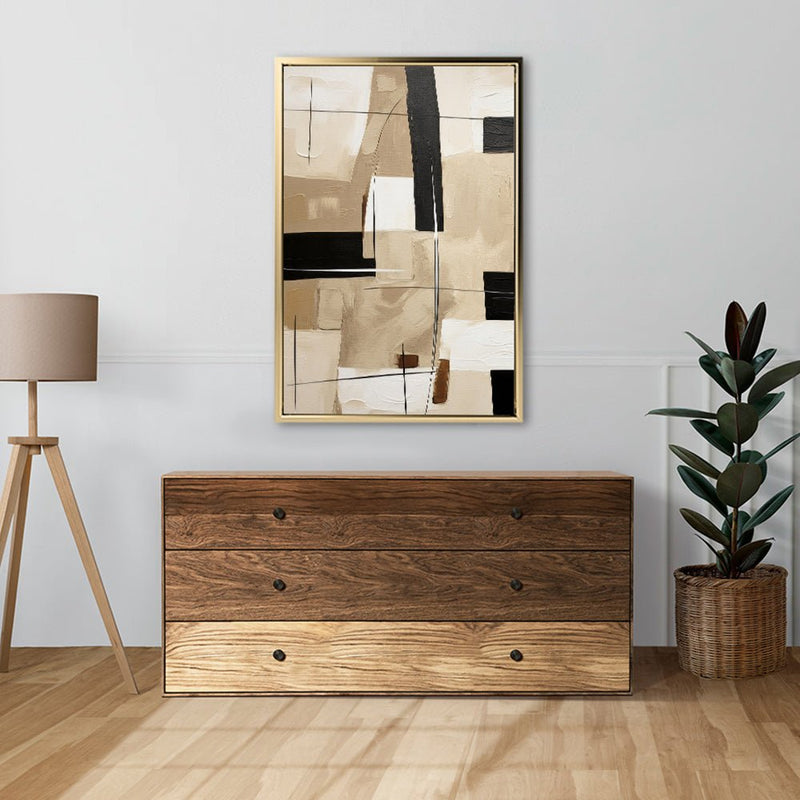 Canvas Wall Art Stretched Over Wooden Frame with Floating Frame and Squares Painting CV4244 - Al Rugaib Furniture