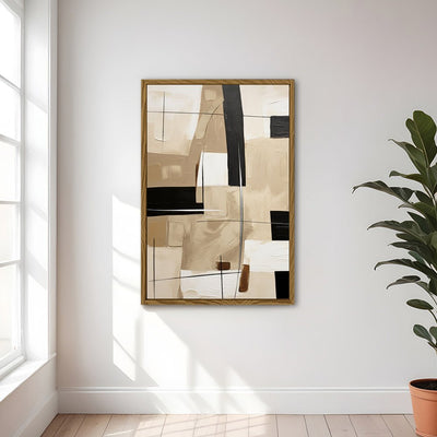 Canvas Wall Art Stretched Over Wooden Frame with Floating Frame and Squares Painting CV4244 - Al Rugaib Furniture