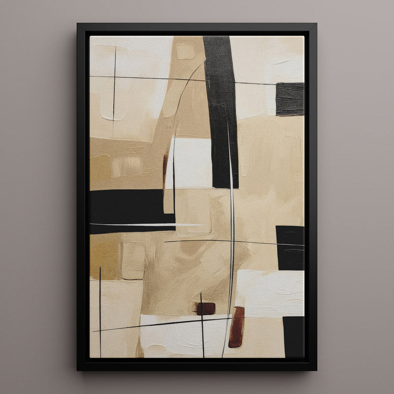 Canvas Wall Art Stretched Over Wooden Frame with Floating Frame and Squares Painting CV4244 - Al Rugaib Furniture
