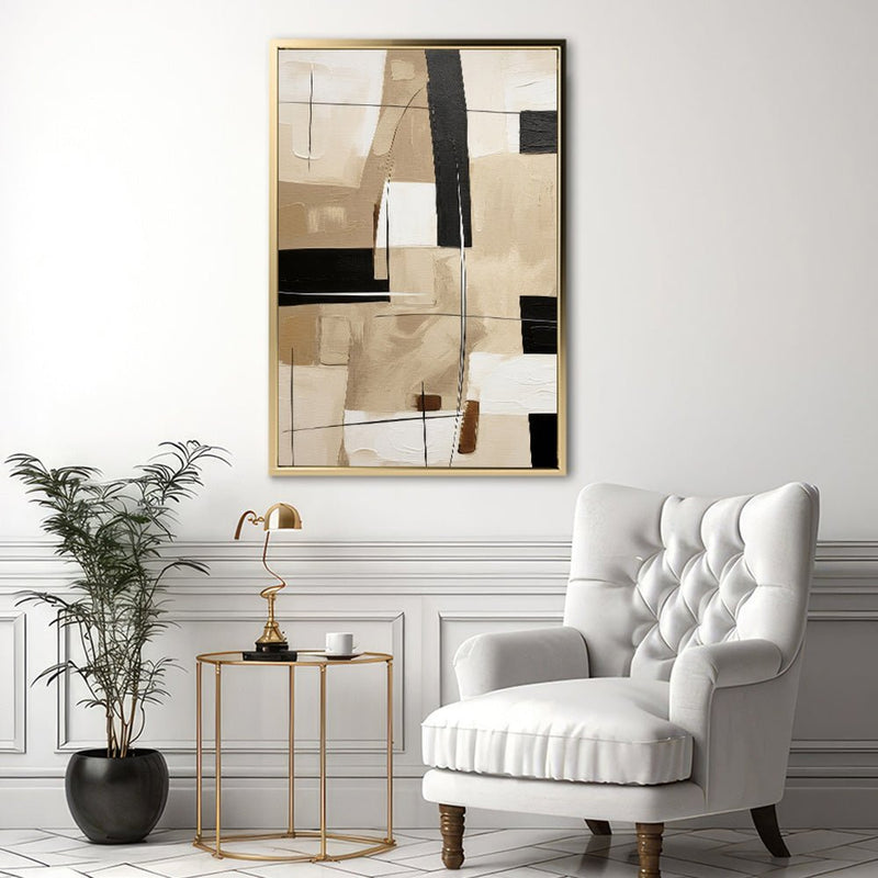 Canvas Wall Art Stretched Over Wooden Frame with Floating Frame and Squares Painting CV4244 - Al Rugaib Furniture