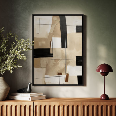 Canvas Wall Art Stretched Over Wooden Frame with Floating Frame and Squares Painting CV4244 - Al Rugaib Furniture