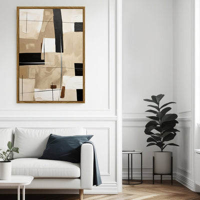 Canvas Wall Art Stretched Over Wooden Frame with Floating Frame and Squares Painting CV4244 - Al Rugaib Furniture