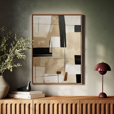 Canvas Wall Art Stretched Over Wooden Frame with Floating Frame and Squares Painting CV4244 - Al Rugaib Furniture