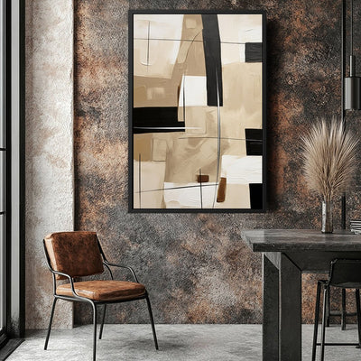 Canvas Wall Art Stretched Over Wooden Frame with Floating Frame and Squares Painting CV4244 - Al Rugaib Furniture