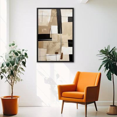 Canvas Wall Art Stretched Over Wooden Frame with Floating Frame and Squares Painting CV4244 - Al Rugaib Furniture