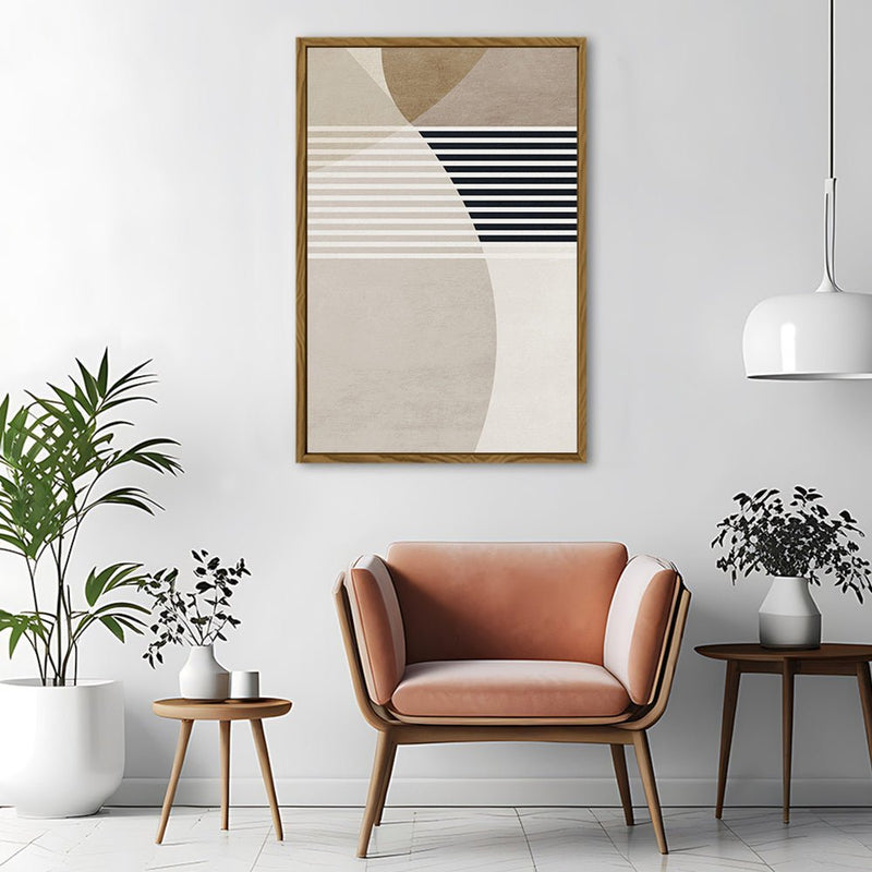 Canvas Wall Art Stretched Over Wooden Frame with Floating Frame and Stripes Painting CV4245 - Al Rugaib Furniture