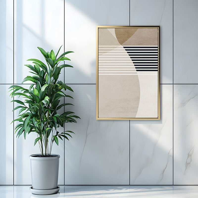 Canvas Wall Art Stretched Over Wooden Frame with Floating Frame and Stripes Painting CV4245 - Al Rugaib Furniture