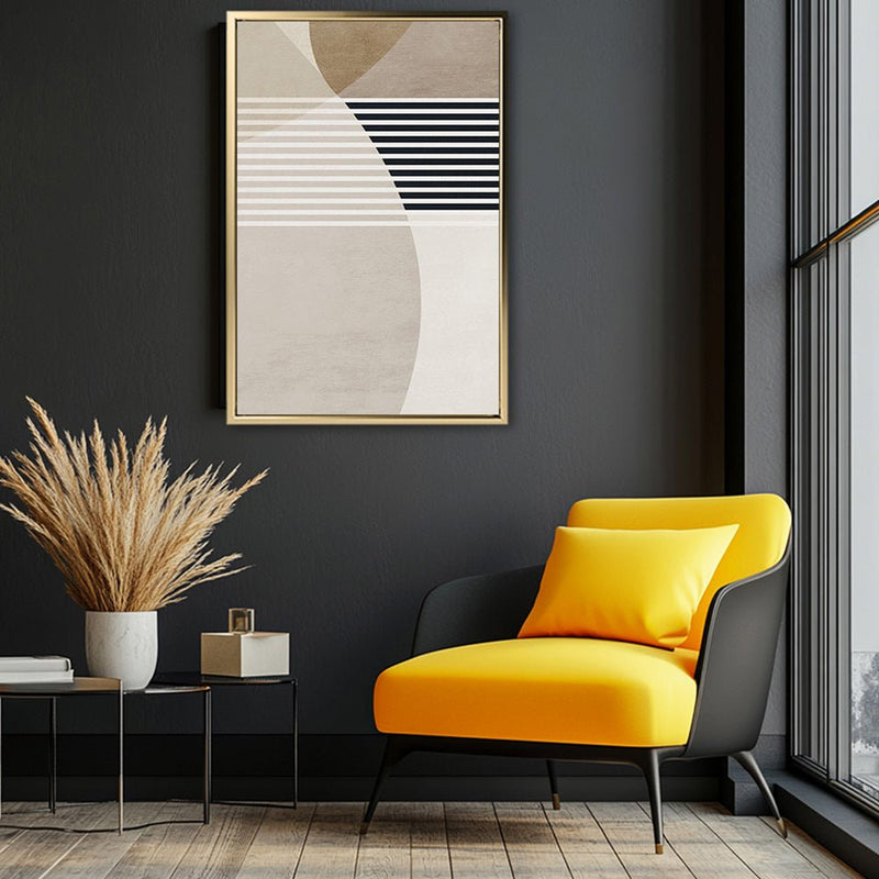 Canvas Wall Art Stretched Over Wooden Frame with Floating Frame and Stripes Painting CV4245 - Al Rugaib Furniture