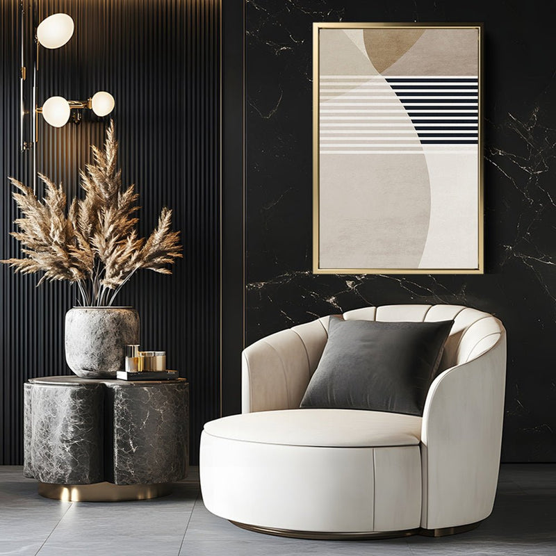 Canvas Wall Art Stretched Over Wooden Frame with Floating Frame and Stripes Painting CV4245 - Al Rugaib Furniture