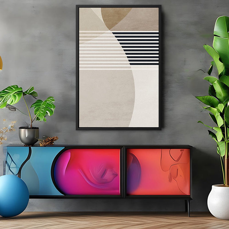 Canvas Wall Art Stretched Over Wooden Frame with Floating Frame and Stripes Painting CV4245 - Al Rugaib Furniture