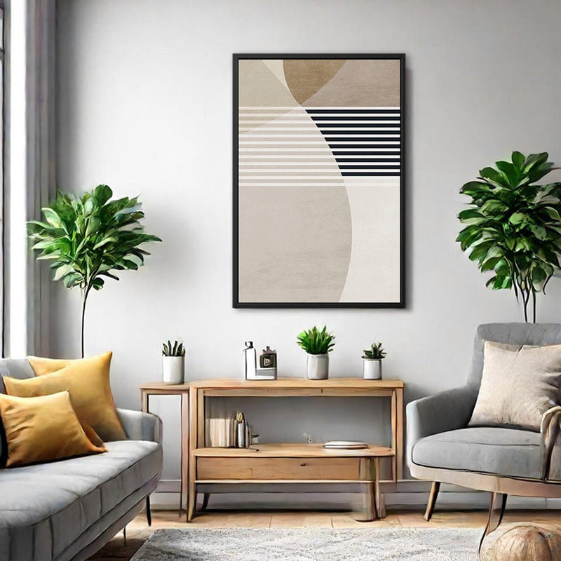 Canvas Wall Art Stretched Over Wooden Frame with Floating Frame and Stripes Painting CV4245 - Al Rugaib Furniture