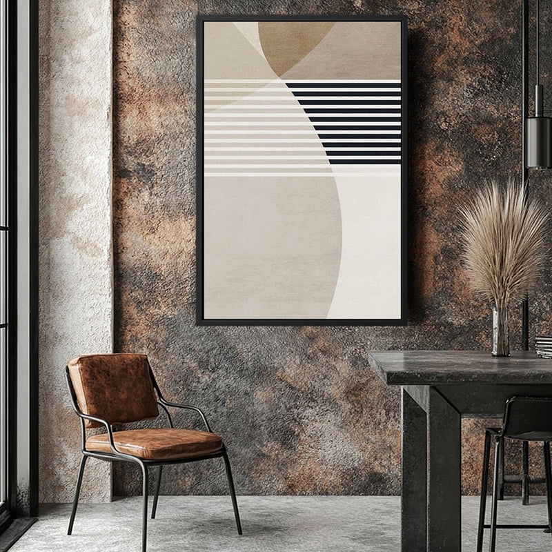 Canvas Wall Art Stretched Over Wooden Frame with Floating Frame and Stripes Painting CV4245 - Al Rugaib Furniture