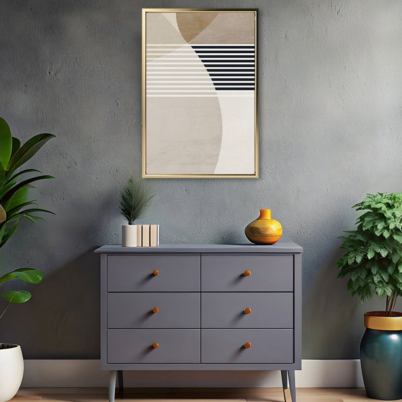 Canvas Wall Art Stretched Over Wooden Frame with Floating Frame and Stripes Painting CV4245 - Al Rugaib Furniture