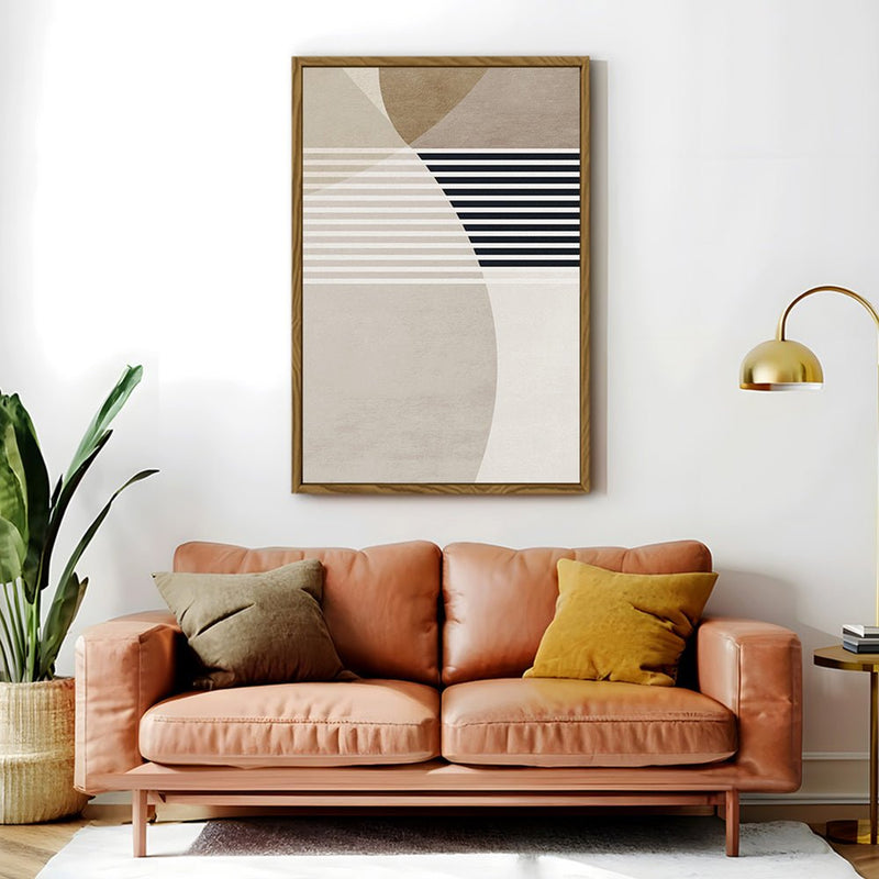 Canvas Wall Art Stretched Over Wooden Frame with Floating Frame and Stripes Painting CV4245 - Al Rugaib Furniture