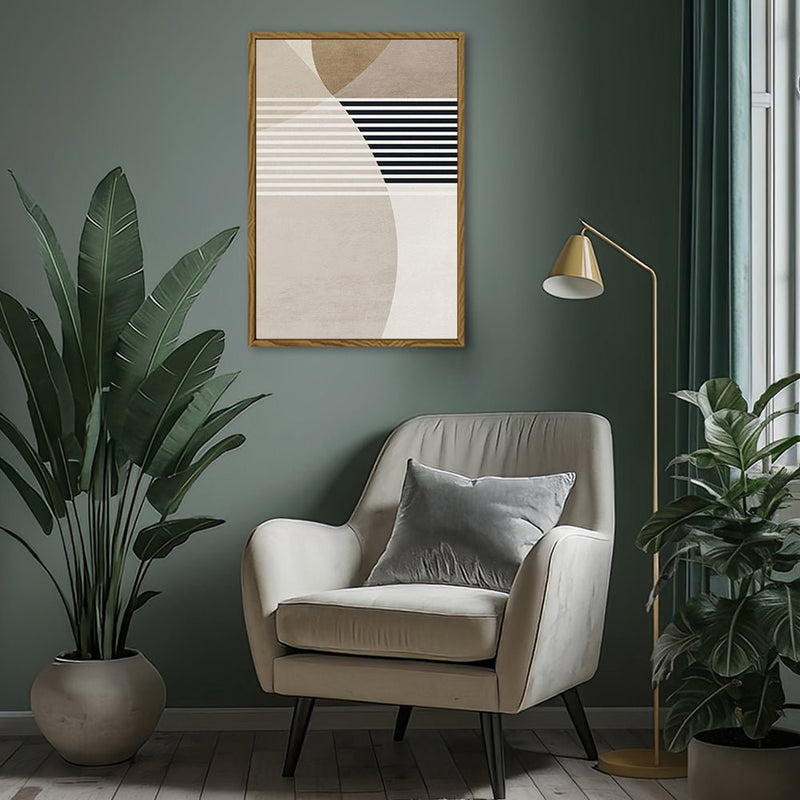 Canvas Wall Art Stretched Over Wooden Frame with Floating Frame and Stripes Painting CV4245 - Al Rugaib Furniture