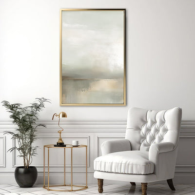 Canvas Wall Art Stretched Over Wooden Frame with Floating Frame and Sunrise On The Lake Painting CV4248 - Al Rugaib Furniture