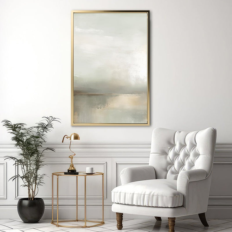 Canvas Wall Art Stretched Over Wooden Frame with Floating Frame and Sunrise On The Lake Painting CV4248 - Al Rugaib Furniture