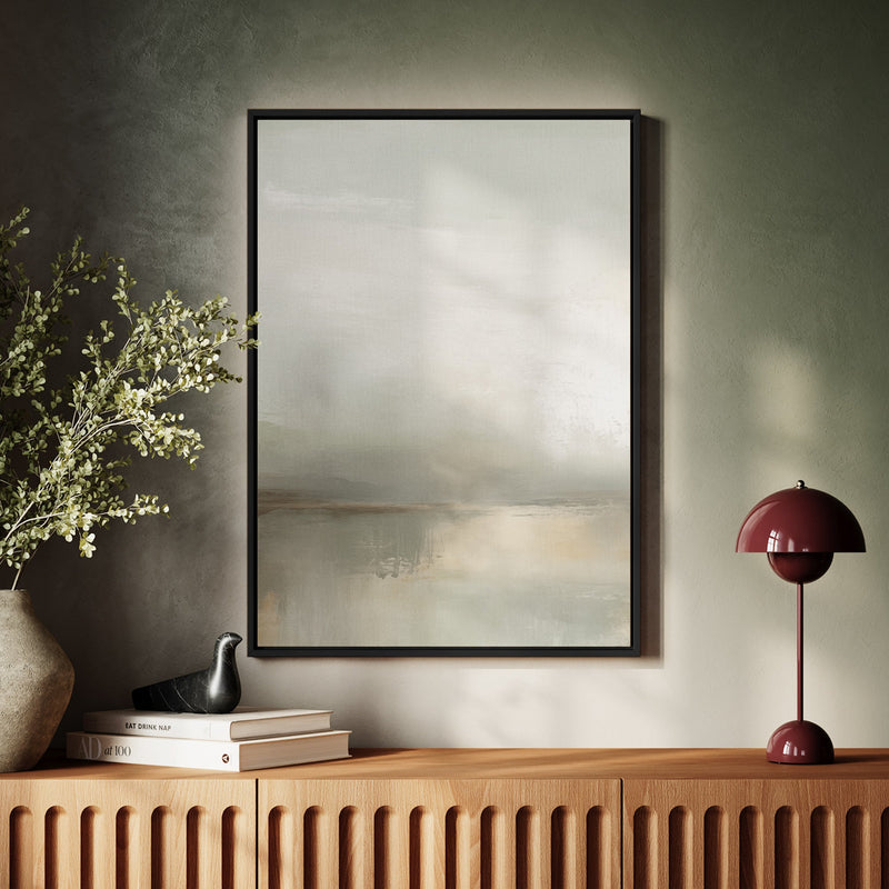Canvas Wall Art Stretched Over Wooden Frame with Floating Frame and Sunrise On The Lake Painting CV4248 - Al Rugaib Furniture