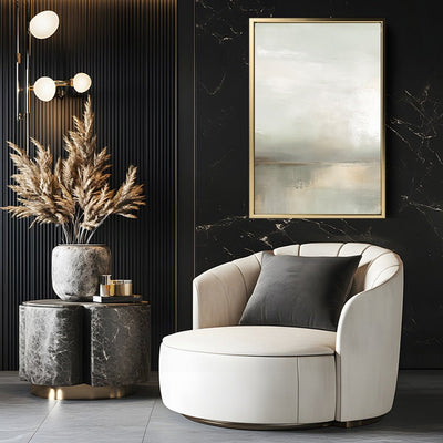 Canvas Wall Art Stretched Over Wooden Frame with Floating Frame and Sunrise On The Lake Painting CV4248 - Al Rugaib Furniture