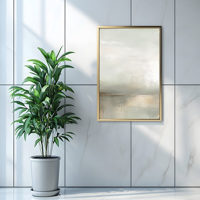 Canvas Wall Art Stretched Over Wooden Frame with Floating Frame and Sunrise On The Lake Painting CV4248 - Al Rugaib Furniture