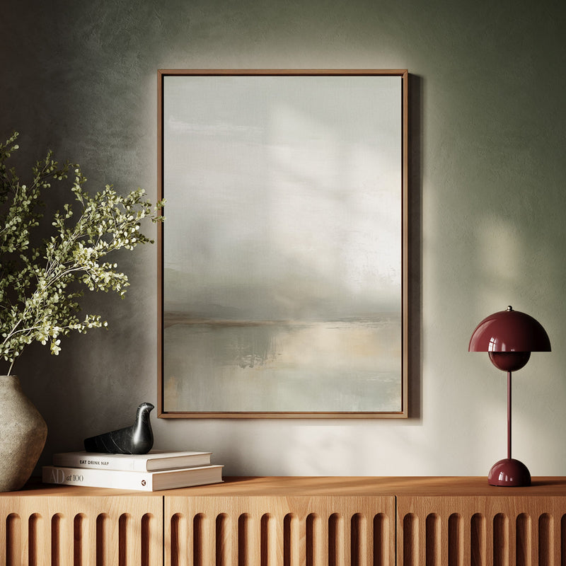 Canvas Wall Art Stretched Over Wooden Frame with Floating Frame and Sunrise On The Lake Painting CV4248 - Al Rugaib Furniture