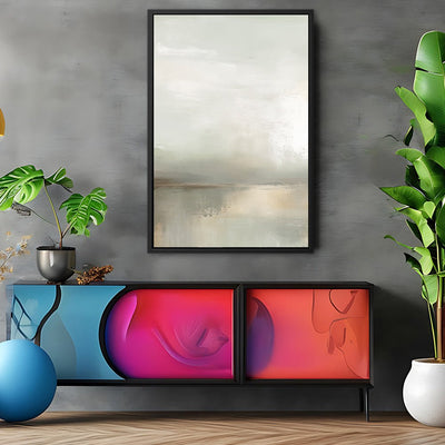 Canvas Wall Art Stretched Over Wooden Frame with Floating Frame and Sunrise On The Lake Painting CV4248 - Al Rugaib Furniture
