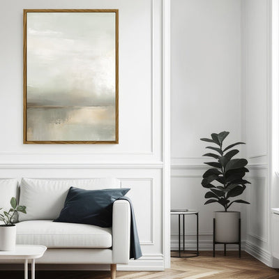 Canvas Wall Art Stretched Over Wooden Frame with Floating Frame and Sunrise On The Lake Painting CV4248 - Al Rugaib Furniture