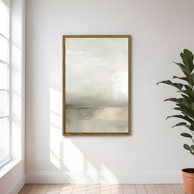 Canvas Wall Art Stretched Over Wooden Frame with Floating Frame and Sunrise On The Lake Painting CV4248 - Al Rugaib Furniture