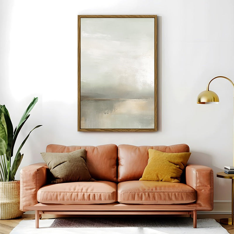 Canvas Wall Art Stretched Over Wooden Frame with Floating Frame and Sunrise On The Lake Painting CV4248 - Al Rugaib Furniture