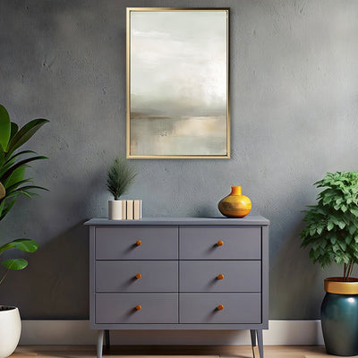 Canvas Wall Art Stretched Over Wooden Frame with Floating Frame and Sunrise On The Lake Painting CV4248 - Al Rugaib Furniture