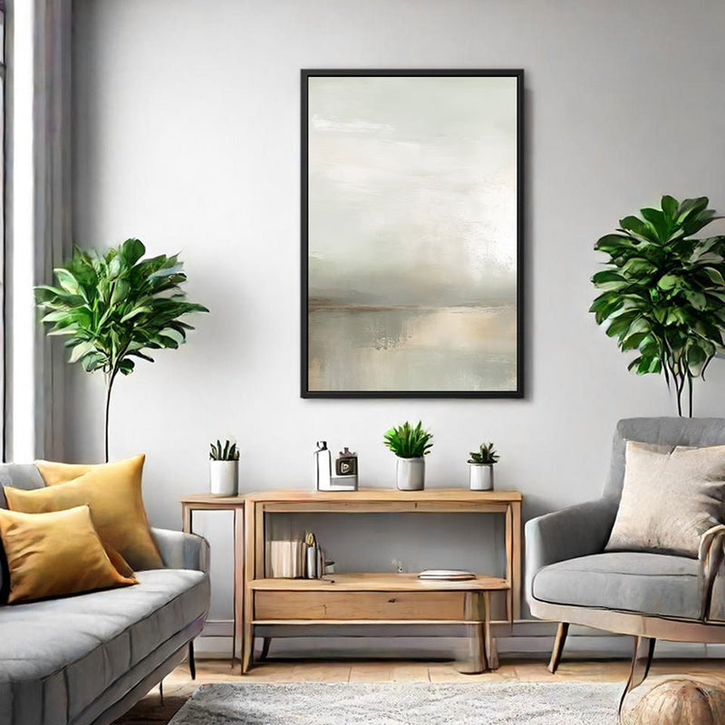 Canvas Wall Art Stretched Over Wooden Frame with Floating Frame and Sunrise On The Lake Painting CV4248 - Al Rugaib Furniture