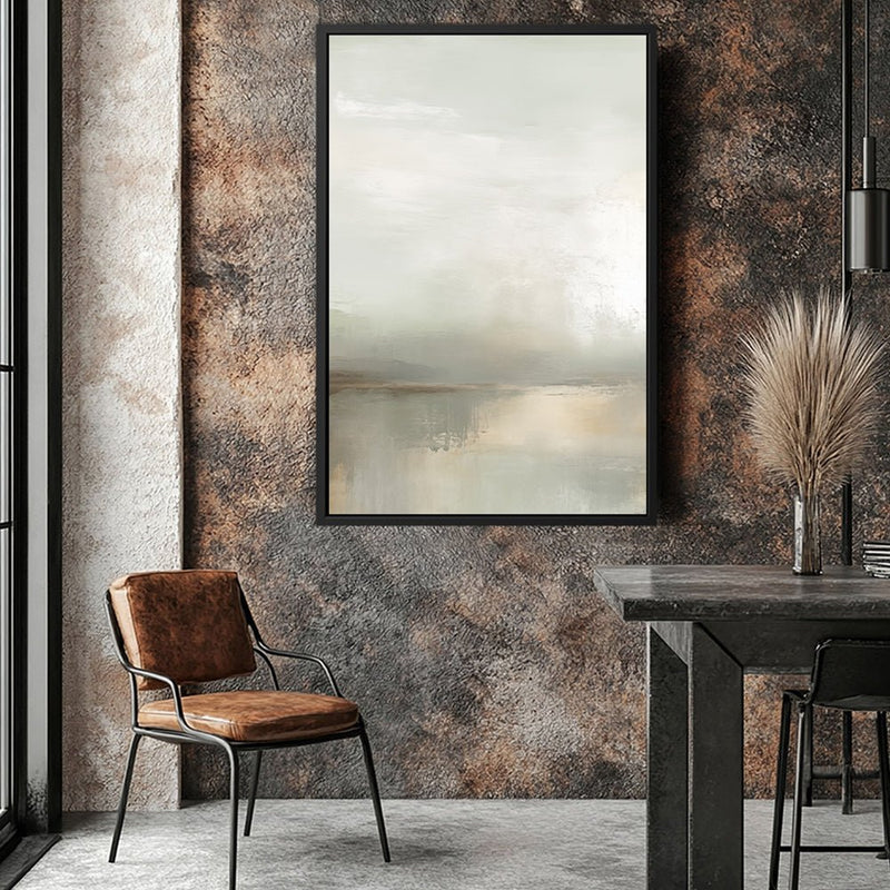 Canvas Wall Art Stretched Over Wooden Frame with Floating Frame and Sunrise On The Lake Painting CV4248 - Al Rugaib Furniture
