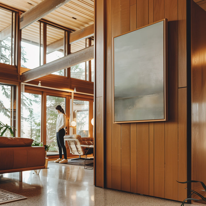 Canvas Wall Art Stretched Over Wooden Frame with Floating Frame and Sunrise On The Lake Painting CV4248 - Al Rugaib Furniture