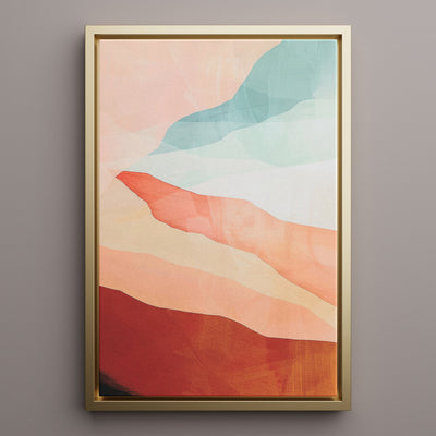 Canvas Wall Art Stretched Over Wooden Frame with Floating Frame and Sunset Abstract Painting CV4249 - Al Rugaib Furniture