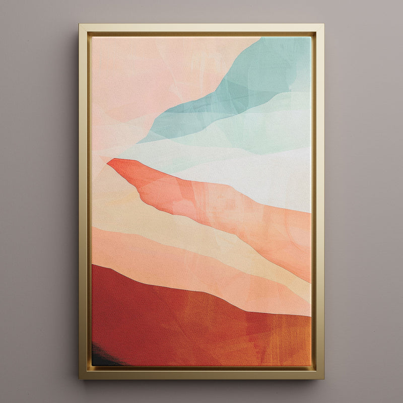 Canvas Wall Art Stretched Over Wooden Frame with Floating Frame and Sunset Abstract Painting CV4249 - Al Rugaib Furniture